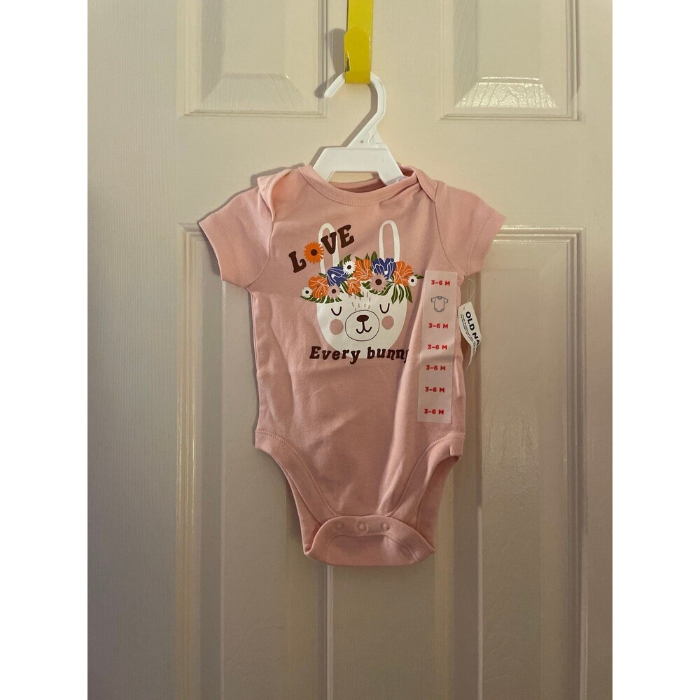Love Every Bunny 3/6mon girl bodysuit Pink Floral Easter NWT Old Navy